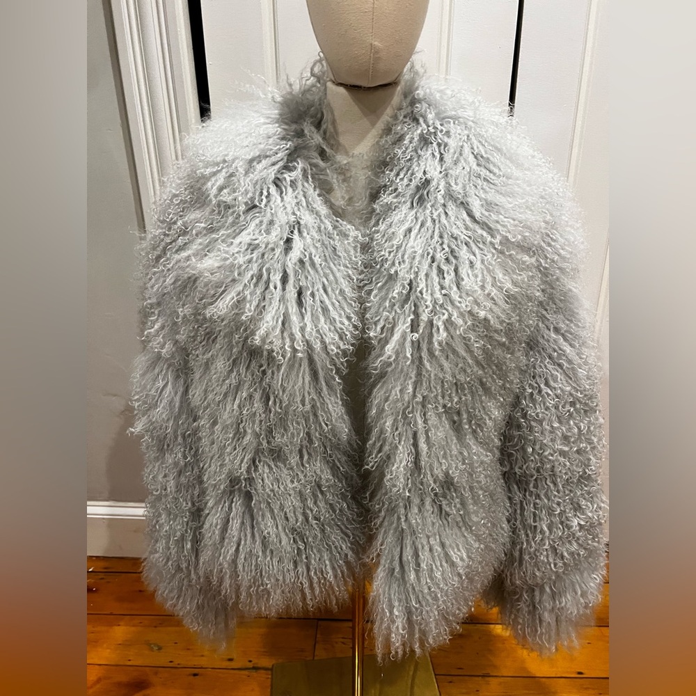 Luxurious Gray 100% Mongolian Fur Jacket
